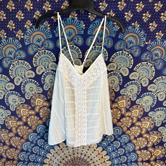 American eagle lace embroidered cream tank top blouse - Picture 1 of 8